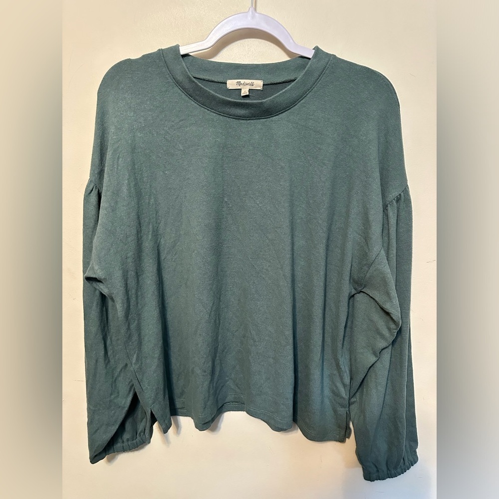 Madewell Dreamiest Knit Long Sleeve Tee Green Simply Sage Medium Drop Shoulder